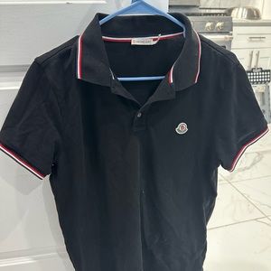Men’s moncler polo shirt black size medium runs small good cond